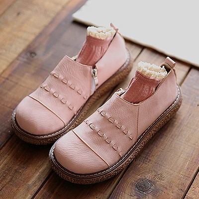 Японские Оригинальные кукольные туфли с большим носком; маленькие кожаные туфли в ретро-стиле; женские повседневные тонкие туфли в стиле Харадзюку - Цвет: Розовый