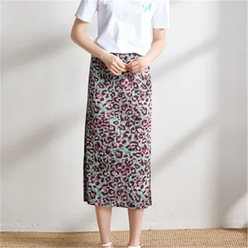 

Half-length skirt 2020 summer new women's Korean chiffon printing casual wild mid-length bag hip leopard A-line skirt