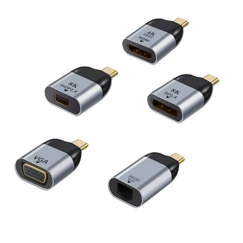 

USB-C Type C male to HDMI VGA DP Mini DP Displayport female Converter Adapter Connector 8K 4K with Chain for Tablet & Phone