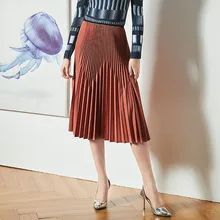 Складывающаяся Женская юбка средней длины весна и осень стиль дизайн в этническом стиле длинная стильная плиссированная юбка с высокой талией