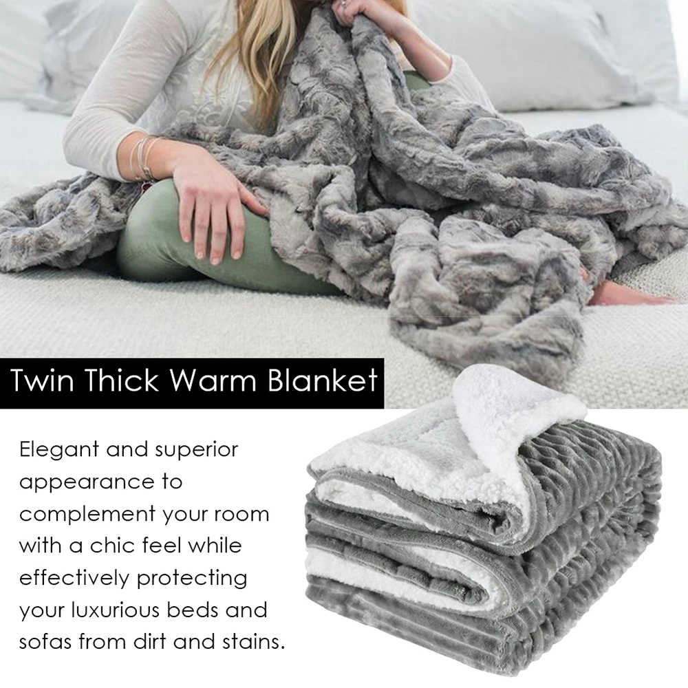 Двойное толстое теплое одеяло для зимней кровати, супер мягкое пушистое Фланелевое флисовое/шерстяное двустороннее бархатное плюшевое одеяло 150X120 см 20