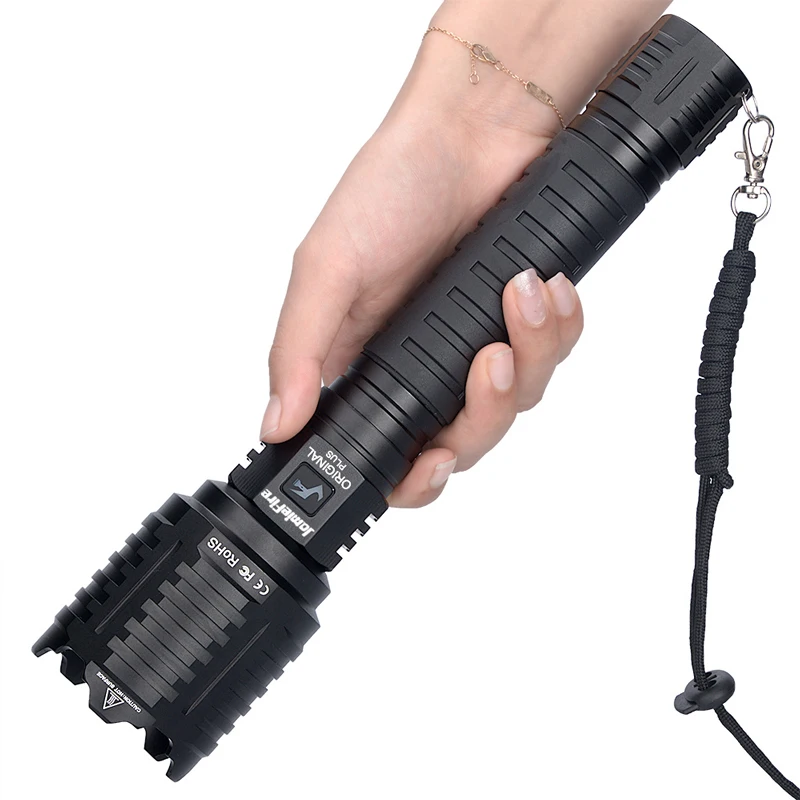 brilhante xhp90 lanterna 10000mah auto-defesa tocha de mão tático caça tocha