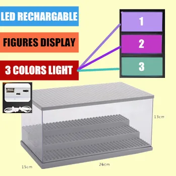 

New Lighting Display Box Mini Storage Block Case Fit Figures Collection Model Building Block Bricks Toy Kid Gift