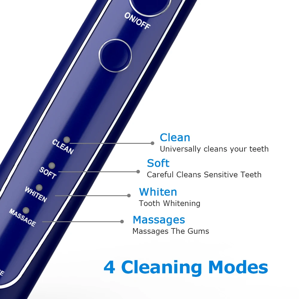 Electric Toothbrush Sonic Tooth Brush USB Inductive Charging IPX7 Waterproof toothbrush Blue With 8 Brush Heads & Travel Case Electric Toothbrush Sonic Tooth Brush USB Inductive Charging IPX7 Waterproof toothbrush Blue With 8 Brush Heads & Travel Case