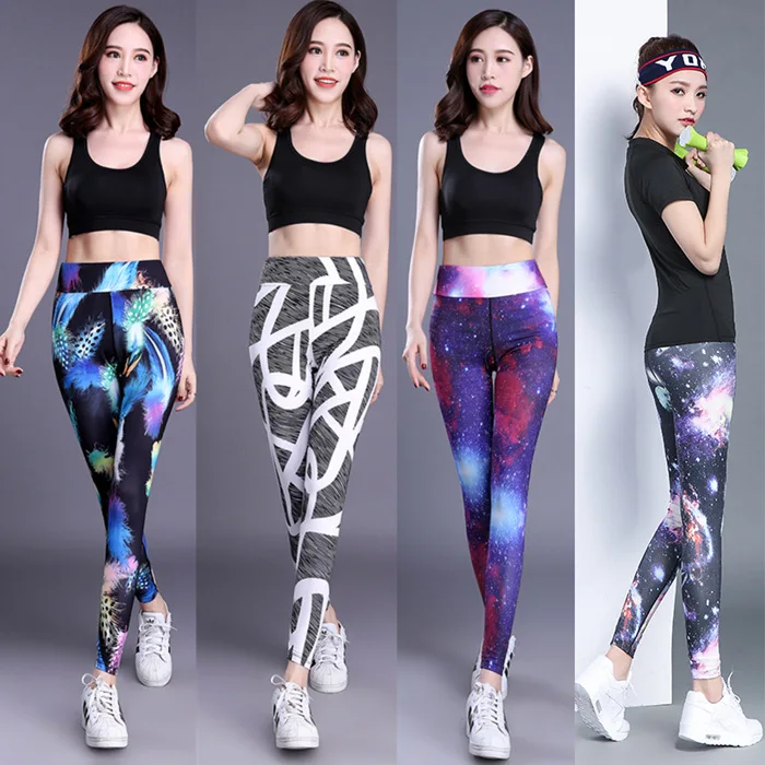 

Mixed Colors Printed Running Pants Quick-Dry Running Women's Elasticity Running Pants Skinny Buttock Lifting High-waisted Fitnes
