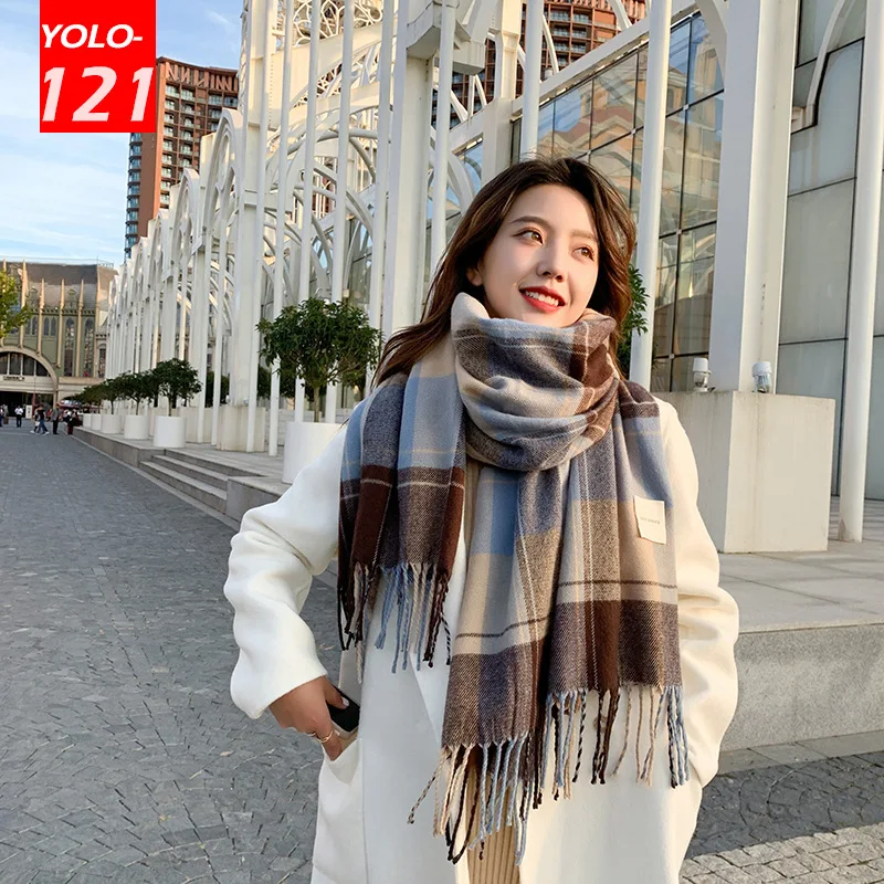 

Echarpe Femme Hiver Luxe Winter Net Red Plaid Scarf Women Thickening Couple Model Using High-quality Imitation Cashmere Material