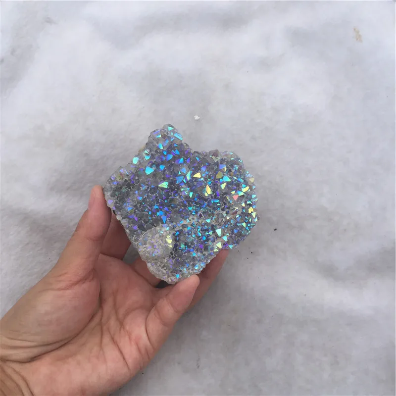 50 грамм Природный кварц кристалл кластер Гальваническое титановое покрытие кварцевый кластер камень заживление