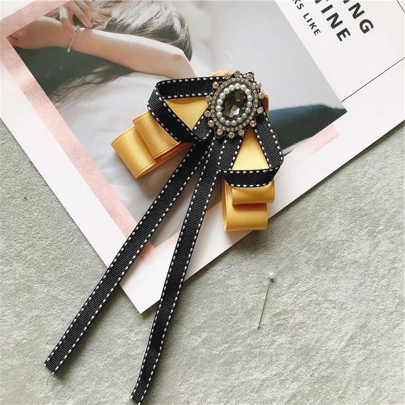 Handmade Bow tie Женская Мужская рубашка лента галстук-платок индивидуальная Леди Свадебная деловая Вечеринка кристалл галстук сплав Стразы бусина булавка бабочка - Цвет: Handmade Bow tie