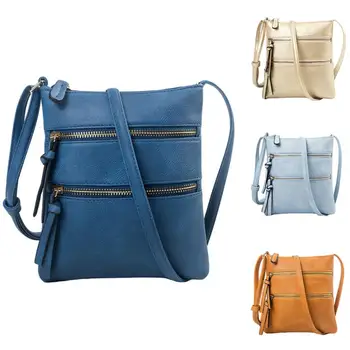 

bolsas femininas bolsas de marcas famosas 2019 Lady Solid Color Multi Zipper Satchel Faux Leather Crossbody Shoulder Bag
