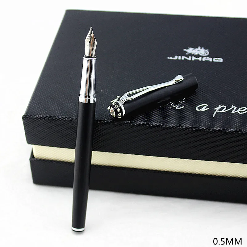 Jinhao 301 гладкий черный белый дополнительный тонкий наконечник 0,38 перьевая ручка Роскошные Металлические чернильные ручки для подарка офисные принадлежности канцелярские принадлежности