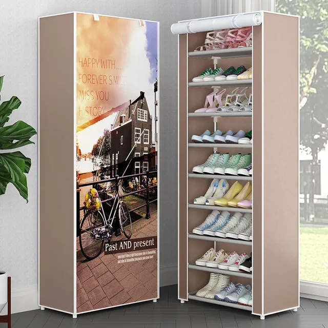 Multilayer Shoe Cabinet Vertical Space Saving Nonwoven Shoes Shelf Organizer Simple Combination Stand Holder Entryway Shoe Rack Velcro 10Z