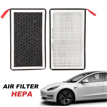 Yエアフィルターhepa 2パックと活性炭空気条件交換用テスラモデル3