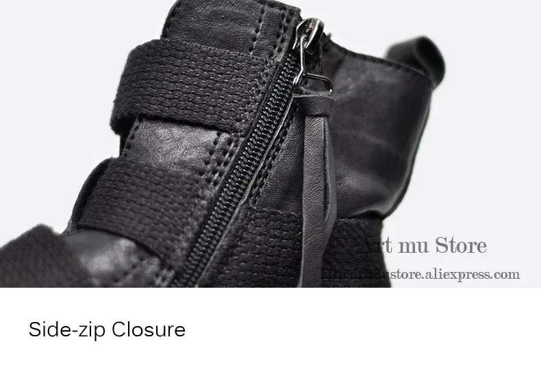 Artmu Original Thick Bottom Ankle Boots Belt Buckle Martin Boots Platform Wedge Heel Women Boots Genuine Leather Handmade Boots