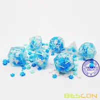 Bescon Snowflake Polyhedral Dice Set, Snowflake Poly RPG Dice set of 7 2