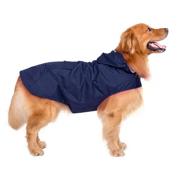 

New Reflective Rainwear Large Dog Raincoat Super Waterproof Hooded Rain Jacket Golden Retriever Labrador Reflective Pet Clothes