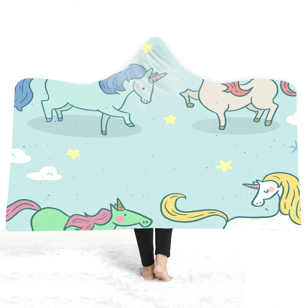 40 стилей новые единорог с капюшоном одеяло теплое фланелевое одеяло s с шляпой милый мультфильм Волшебный плащ мягкая шаль офисное одеяло - Цвет: 8