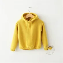 Повседневные свитера с капюшоном с длинными рукавами и капюшоном для мальчиков и девочек однотонная трикотажная верхняя одежда для детей ясельного возраста, г. Осень-зима