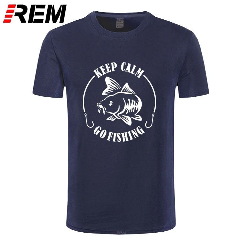 Футболка REM Keep Calm Go Fishinger Мужская брендовая тенниска с принтом юмора и карпа