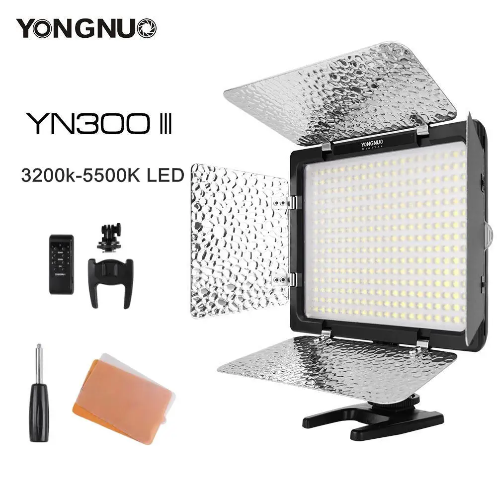 YONGNUO YN300III YN300 III светодиодный светильник 3200 K 5500 CRI95 комплект + AC DC адаптер питания