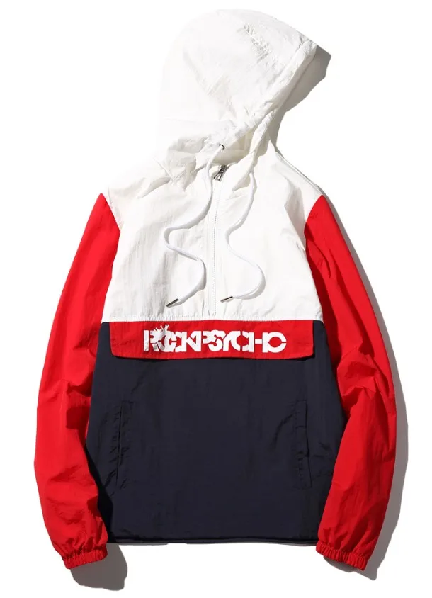 anorak куртка-ветровка для мужчин jaqueta masculina лоскутные куртки хип-хоп куртка-бомбер - Цвет: Белый