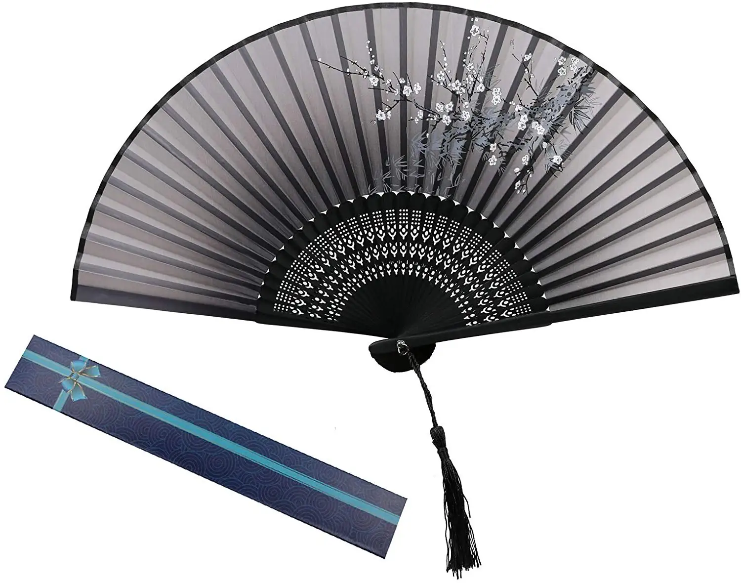 Details about / Folding Fan Chinese Vintage Style Plum Blossom For Party Dancing Decor W// Tassel