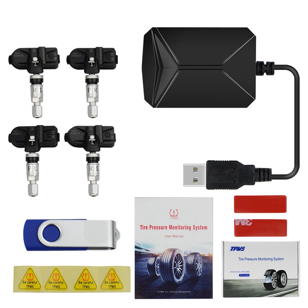 USB TPMS для Android автомобильный DVD с датчиком давления в шинах Система мониторинга Беспроводная запасная шина сигнализация Навигация