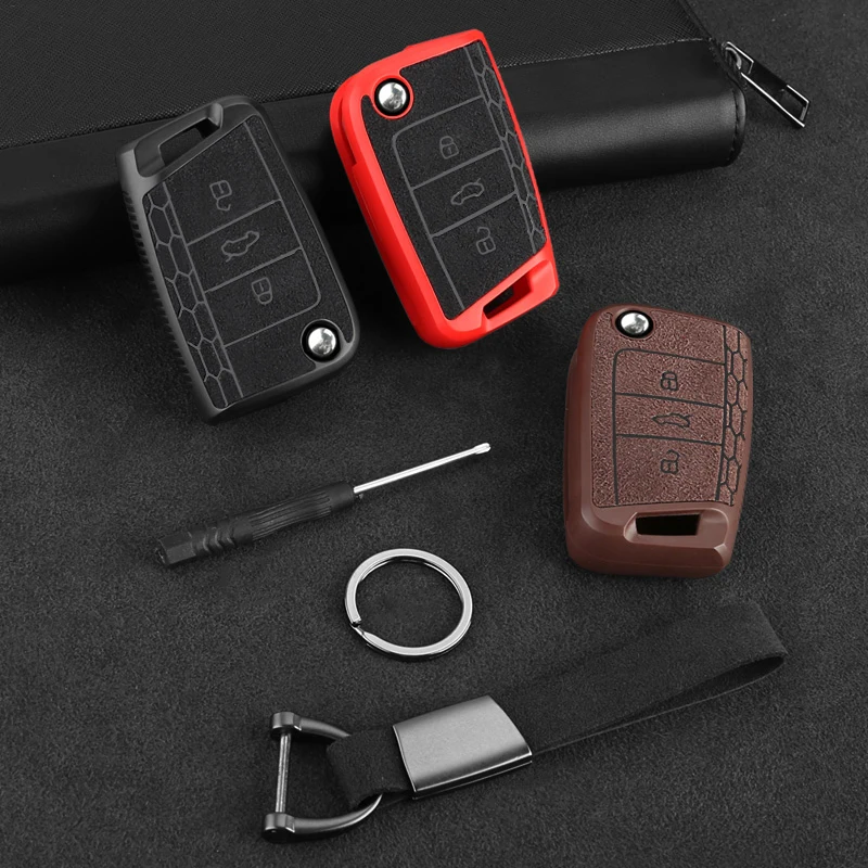 2020 Hot Plastic+Leather Car Key Case Cover For Volkswagen VW Golf 7 MK7 Tiguan mk2 for Skoda Octavia A7 Kodiaq 2017 2018 2019 | Автомобили