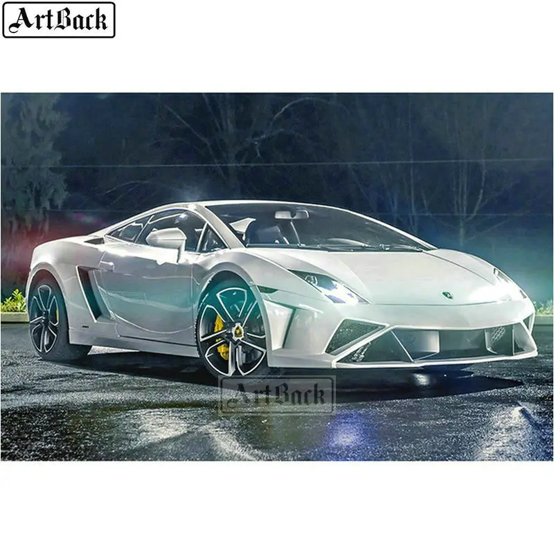 

New full square diamond painting sports car cross stitch 5d diy diamond mosaic landscape 3d round embroidery decorative sticker