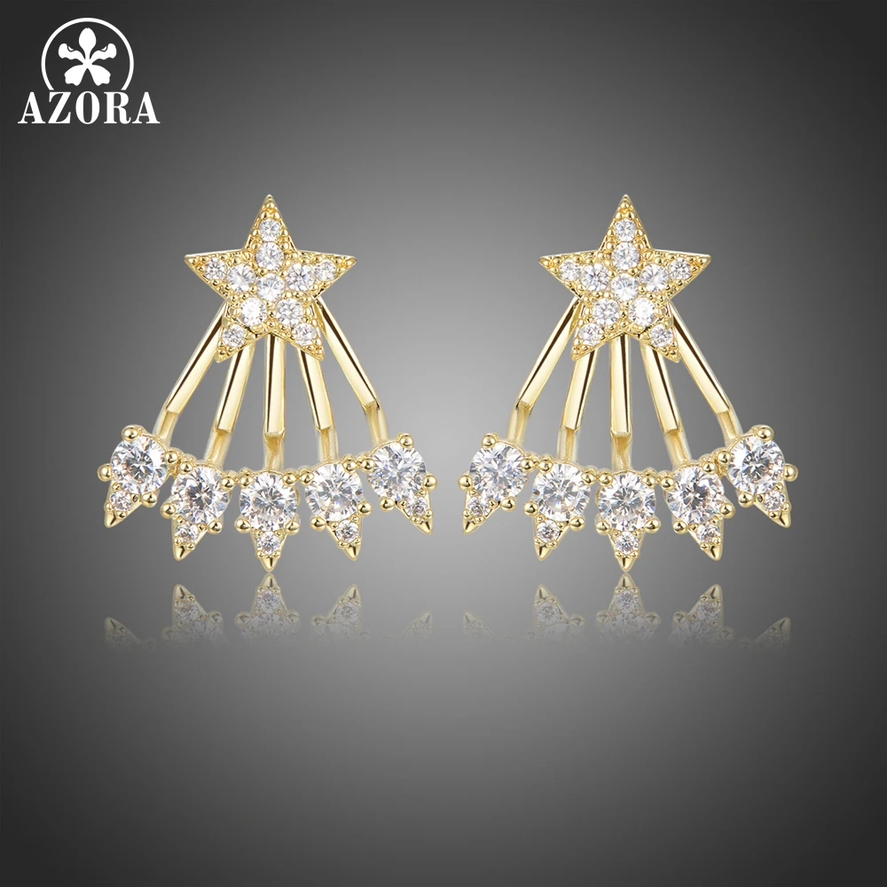 Azora элегантное дизайнерское серьги-гвоздики с пятиконечной звездой для женщин, для девочек, для свадьбы, свидания, микро ААА, кубический циркон, модные ювелирные изделия, подарок, TE0416