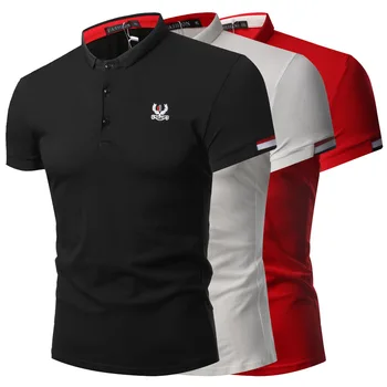 

Zhijing Summer Men's Embroidered Lapel T-shirt Men's Short Sleeve Short sleeved clothes men t shirt
