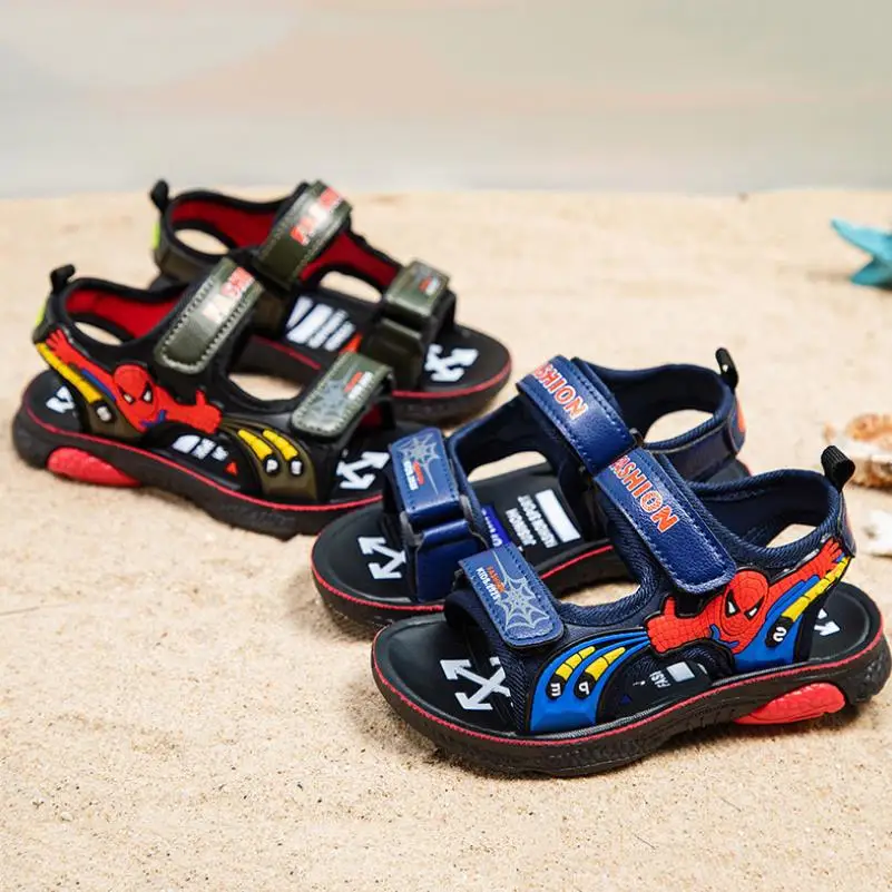 

Summer kids shoes brand closed toe toddler boys spiderman sandals orthopedic sport pu leather baby boys beach sandals shoes