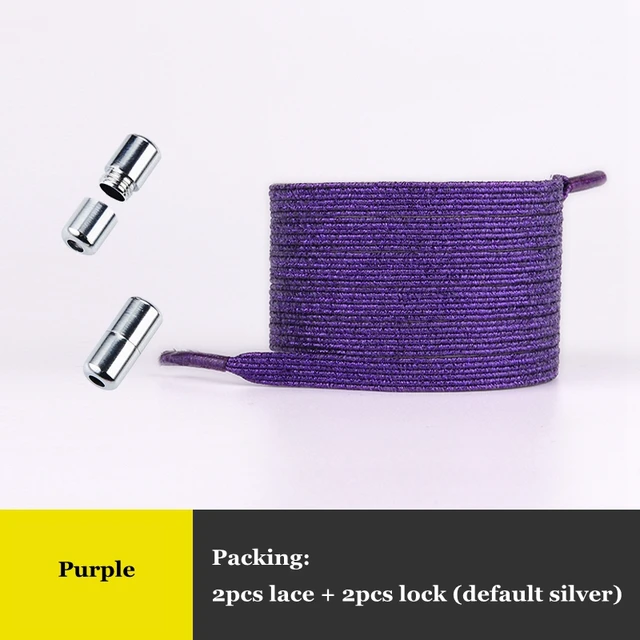 Elastic No Tie Shoelaces Colorful Flat Shoe laces Sneakers shoelace Metal Lock Lazy Laces for Kids Adult One size fits all shoes Purple