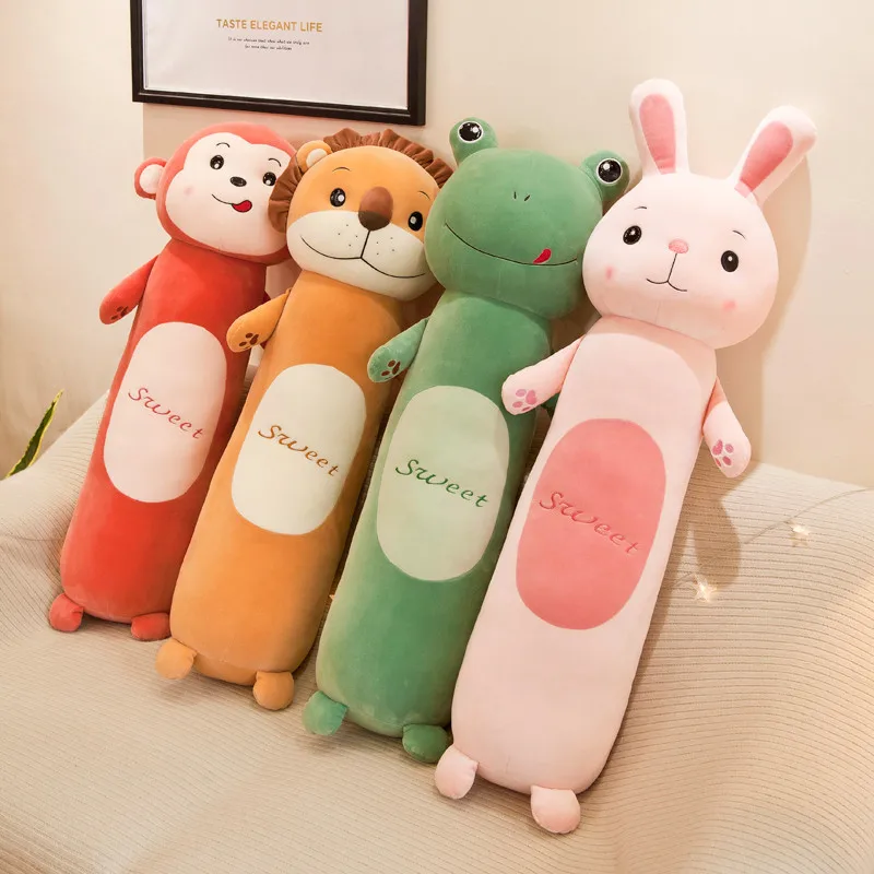 Cute Rabbit Plush Toy Frog Stuffed Pillow Monkey Long Sleeping Pillow Bed Lion Doll Birthday Gift Female