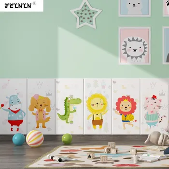 

Cartoon animal pattern kids room decoration bed soft pack tatami anti-collision 3d stereo wall stickers bedroom wall stickers