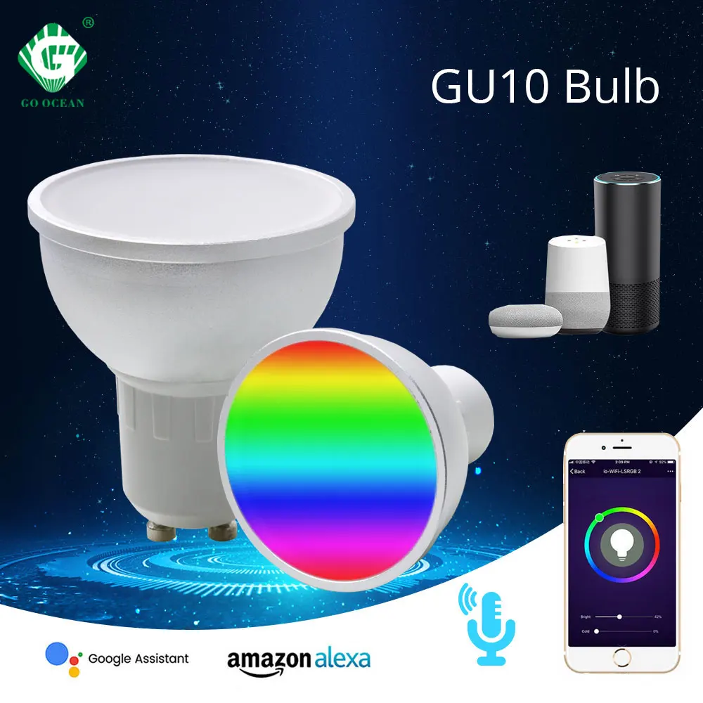 

GO OCEAN WiFi Smart Bulb GU10 3W 5W RGB LED Lamp Support Amazon Alexa Google Home Remote Voice Control 8 Modes Dimmable Light