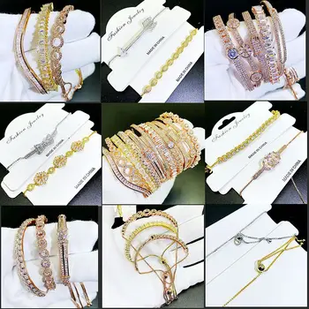 

30 Pcs/lot simple fashion women zircon bracelet luxury alloy bracelet women jewelry wholesale 1031-02
