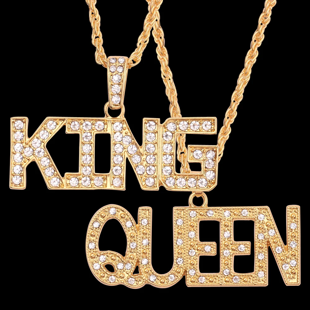 Hip Hop Queen King Letter Pendant Punk Man Bling Bling Iced Out Cuban Chain  Fashion Glamour Jewelry|Chain Necklaces| - AliExpress