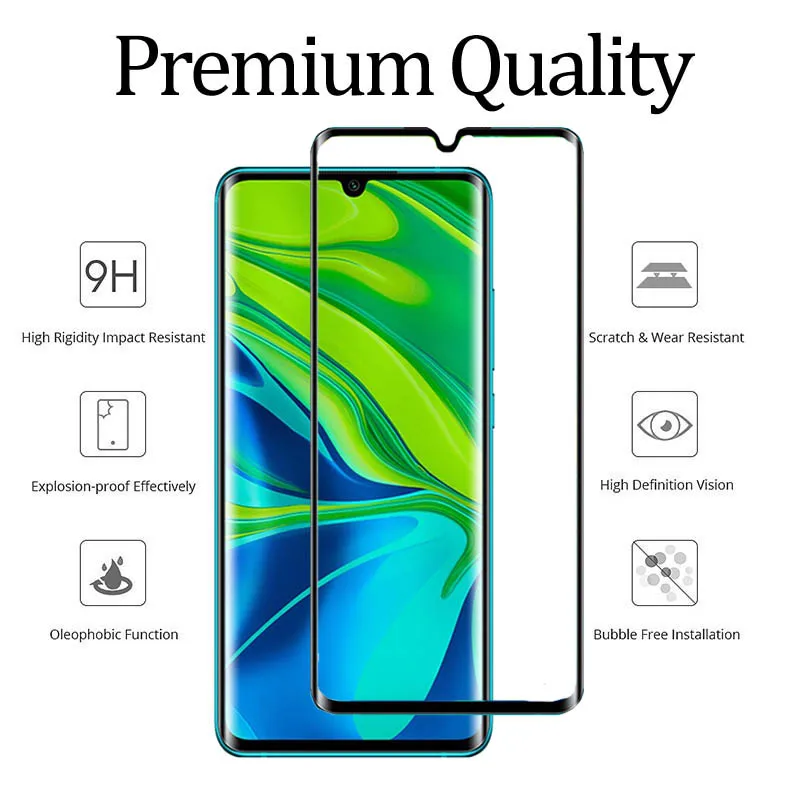 2Pcs 9H Tempered Glass For Xiaomi Mi CC9 Pro Case Full Cover Glass Mobile Phone Accessories Screen Protector Film For Mi Note 10