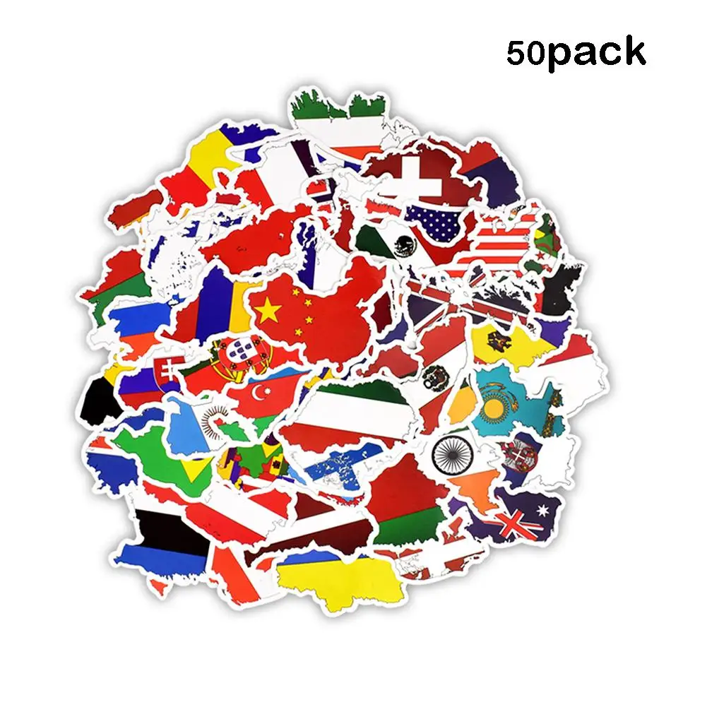 50Pcs National flags stickers DIY scrapbook suitcase laptop country map stickyw 