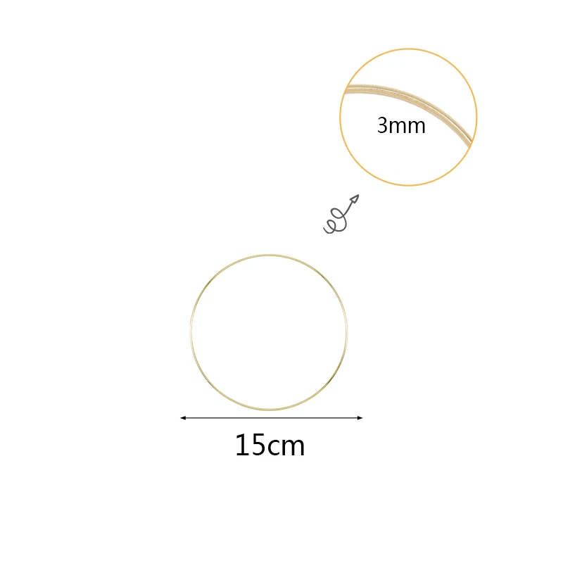 10-40 см золотое железное металлическое кольцо, венок, Цветочная стойка для свадьбы, подружки невесты, ручная гирлянда, сделай сам, на день рождения, подвесное украшение, подарок на день Святого Валентина - Цвет: 1pc 15cm