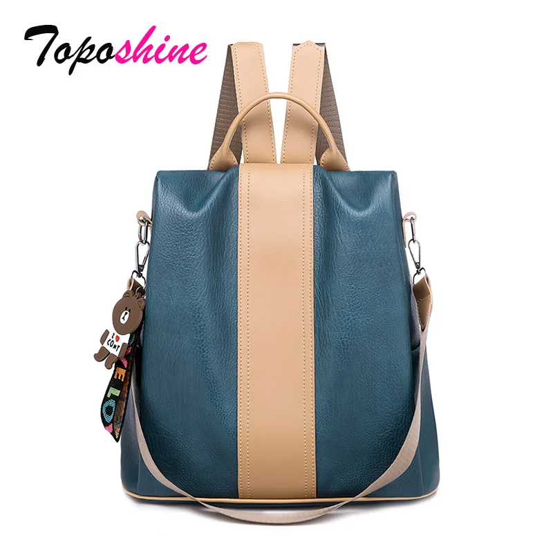 

Toposhine Women's Backpack Anti-theft PU Leather Bag Korea Multi-function Girl School Backpack For Ladies 2019 New Women Bags