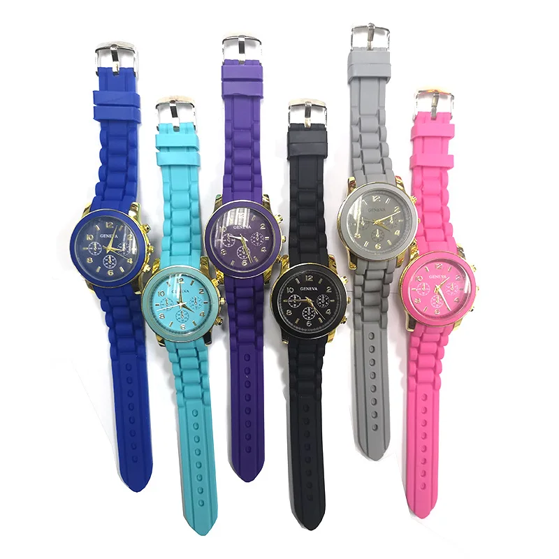 

New Style Silica Gel Quartz Watch Women's AliExpress Amazon Hot Selling Candy-Colored Quartz Watch Sports Casual Watch