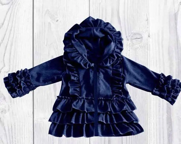 Navy Blue Очаровательная осенняя куртка для девочек, пальто, кардиган с оборками, толстовки на зиму - Цвет: Navy Blue