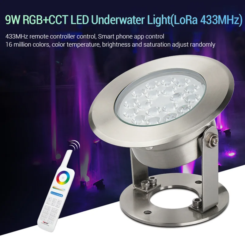 Светодиодный подводный светильник Miboxer 9 Вт RGB + CCT с регулируемой яркостью IP68 8 зон