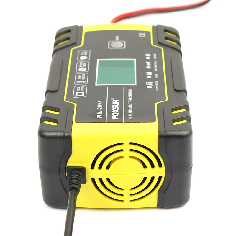 Online Cargador de reparación de pulso Foxsur 12V 8A 24V 4A con pantalla Lcd, cargador de batería de motocicleta y coche, 12V 24V Agm Gel húmedo de plomo ácido de batería