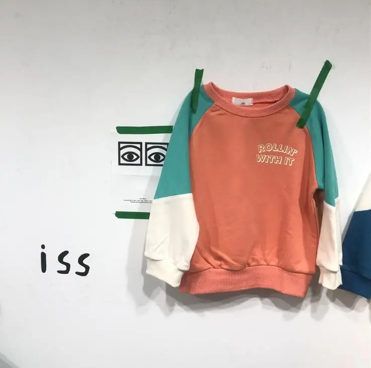 Новая футболка в стиле пэчворк для мальчиков и девочек Весенняя хлопковая модная детская толстовка с длинными рукавами 3-8 лет, HJ357