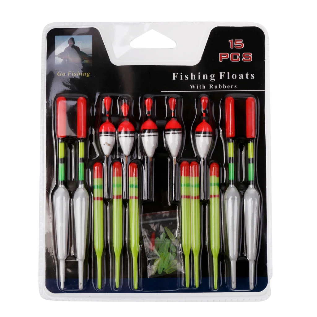Set of 15 Plastic Fishing Floats Slip Drift Tube Indicator Fishing Slip Bobbers