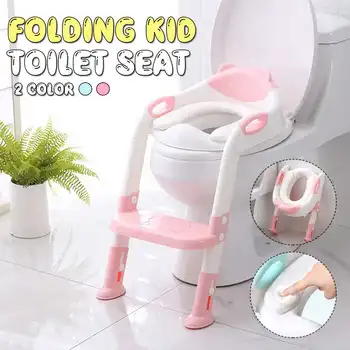 

Folding Baby Potty Infant Kids Toilet Training Seat with Cushion Adjustable Ladder Portable Potty Training Seats for Children
