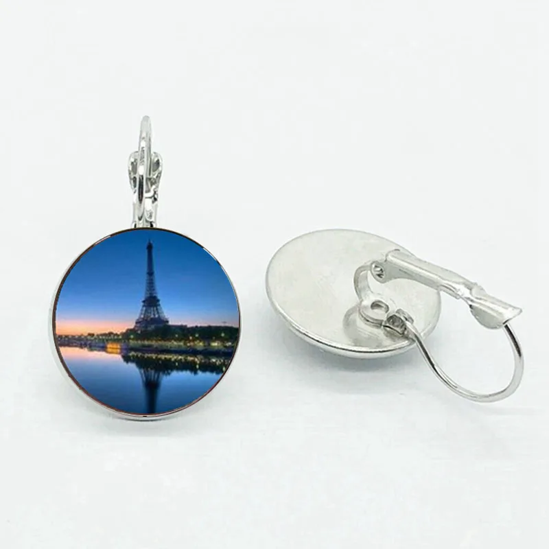 Romantic City, Paris, France, Eiffel Tower Literature Simple Style Earrings Glass Convex Jewelry DIY Earrings Women Lover Gifts