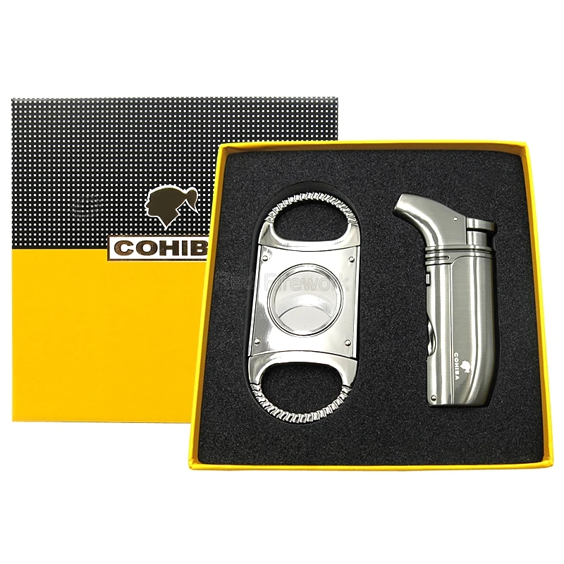 COHIBA металлический ветрозащитный 2 струйный фонарь с пламенем Зажигалка большой